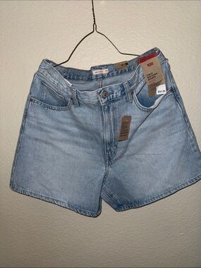 Levi's Light Blue Denim Cinch Waist Shorts - Women's